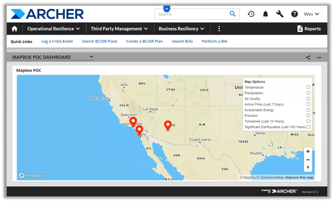Visualize the Location of Assets in Comparison to Tangible Risk Events with Archer’s New Mapping Fun